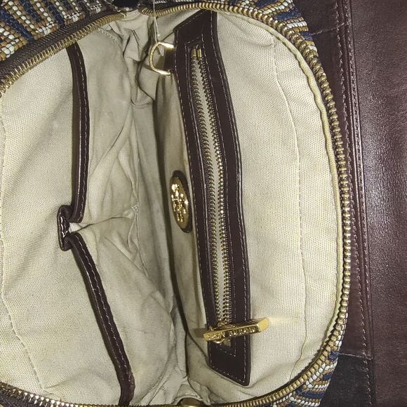 Tory Burch RARE 2011 collection runway leather/woven shoulder bag w/mirror EUC - Picture 10 of 15